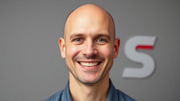 Portrait of the new GoTo Foods CEO with company logo.