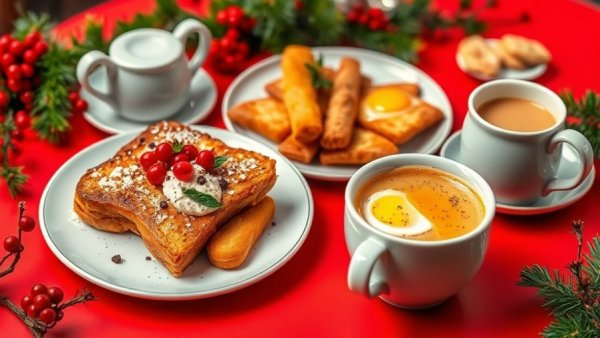 Festive Ruby Slipper Winter Menu brunch with colorful dishes.