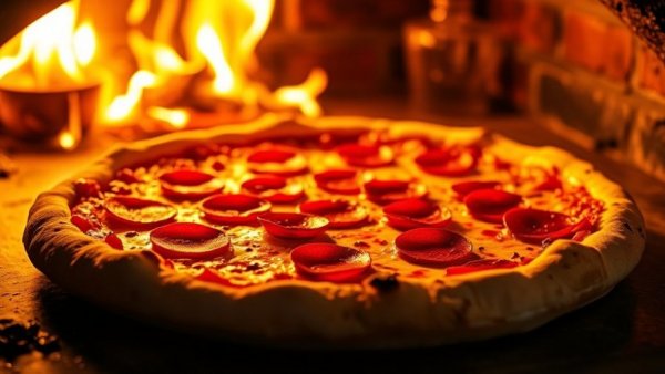 Pizza baking in a brick oven highlighting private equity investment in restaurants.
