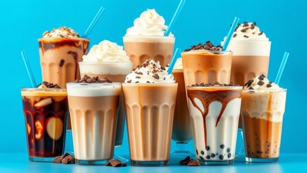 SONIC cold coffee lineup with various iced coffee drinks and toppings.