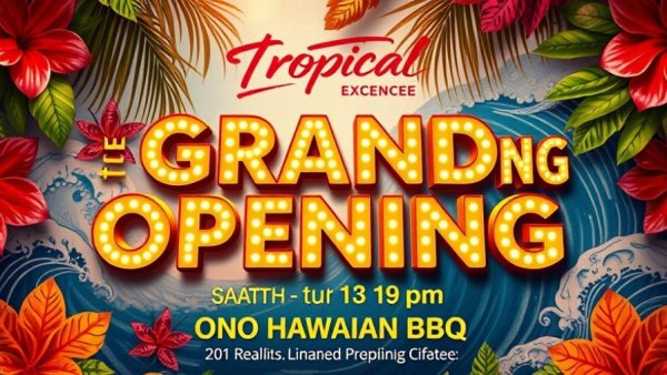 Ono Hawaiian BBQ Los Banos grand opening announcement.