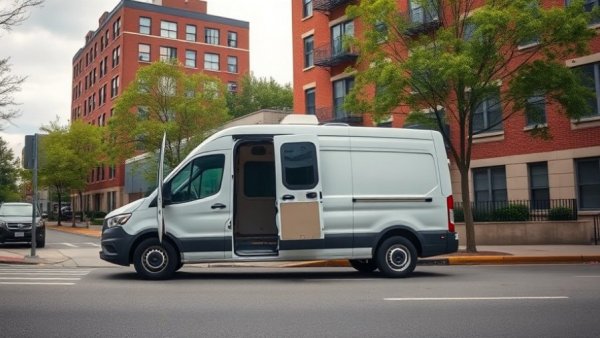 White service van parked by brick building illustrating HVAC business growth.
