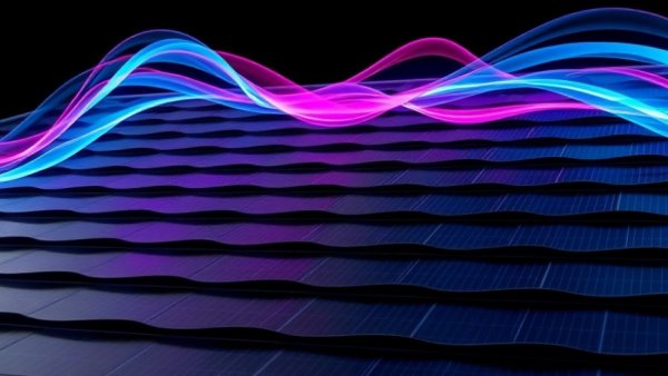 Dynamic view of futuristic solar roof tiles illustrating solar roofs benefits.