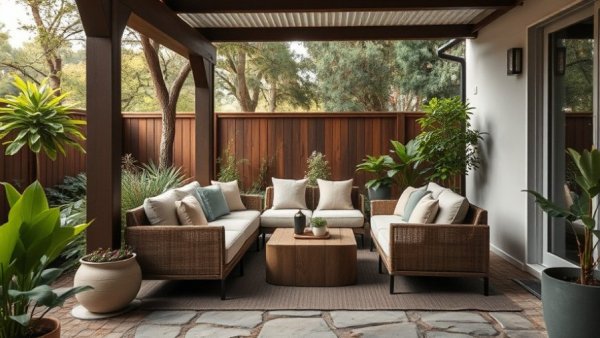 Cozy year-round outdoor living space with modern patio furniture