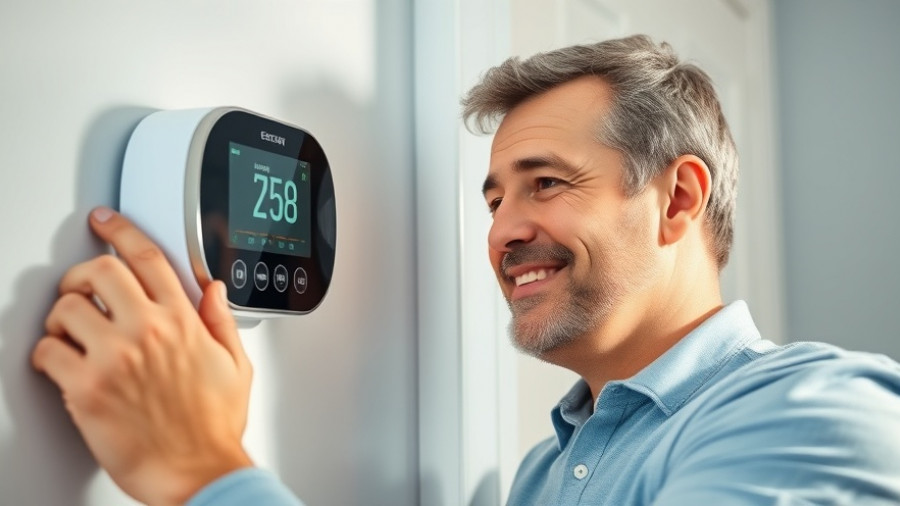 Homeowner enjoying energy efficiency with smart thermostats in soft daylight.