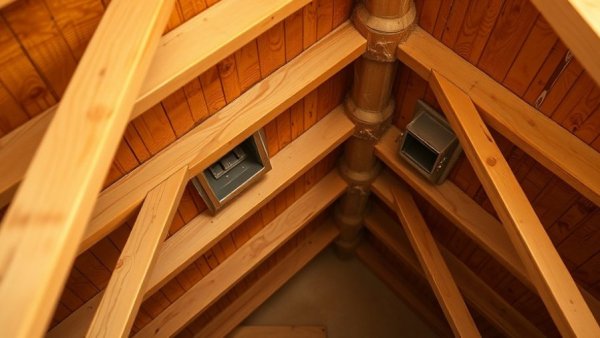 Attic vent chutes with foam insulation installation.