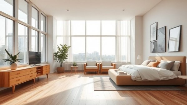 Modern bedroom showcasing best window styles for a bedroom, bright and cozy.