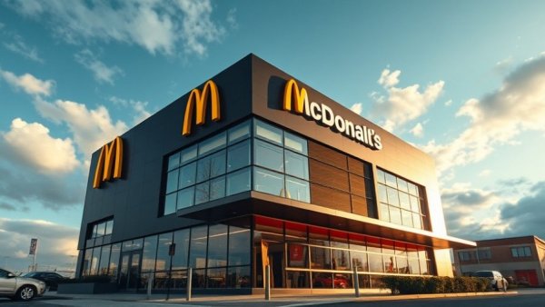 Modern McDonald's building exterior reflecting pricing strategy.