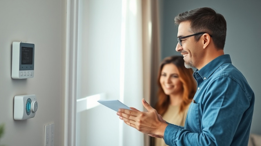 Confident HVAC technician explaining AI in HVAC pricing options to happy homeowner.