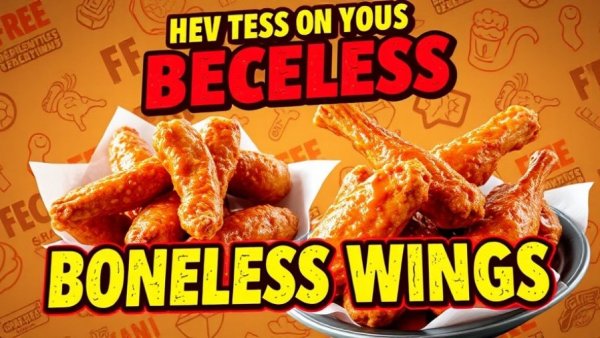 40% Off Boneless Wings promotion, vibrant graphic.