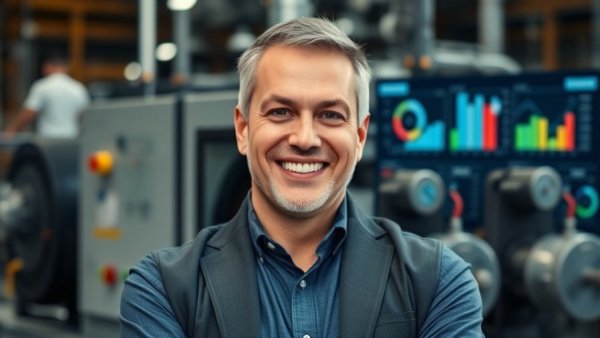 Businessman in industrial setting, SNIPS NEWS, sheet metal fabrication software discussion.