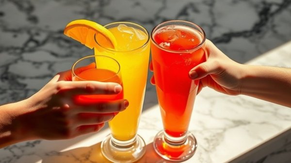 People toasting with colorful drinks representing shifts in drinking habits.