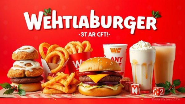 Whataburger 12 Days of Whatacheer festive display with menu items.