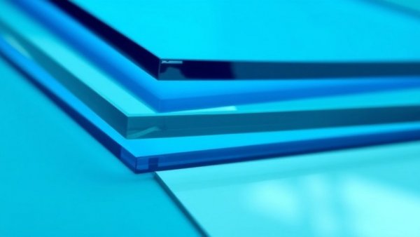 Modern stained glass panels featuring sleek blue edges, stained glass trend 2026.