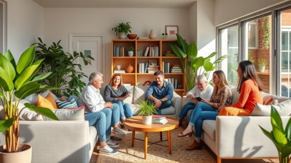 Living room gathering showcasing swivel chair benefits and modern decor.
