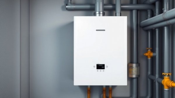 Tankless water heater showing error code in utility room.