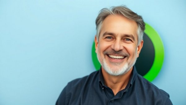 FUSIAN Marketing Growth: Smiling man beside logo.