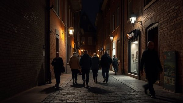 Fitness Coaching for Young Professionals – A group strolls down a dim street.