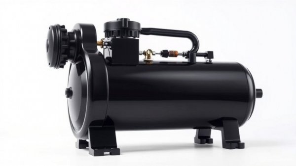 Sleek black CO2 scroll compressor with a cylindrical design on a white background.