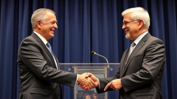 NEBB President Rodney Hinton shaking hands at a formal event