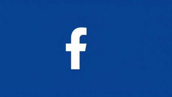 Minimalistic Facebook logo on blue background