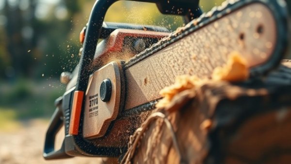 Chainsaw cutting wood with sawdust flying; worst chainsaws to avoid.