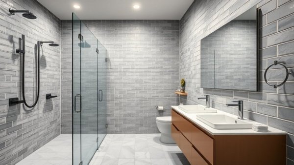 Modern bathroom design featuring best tile for shower walls.