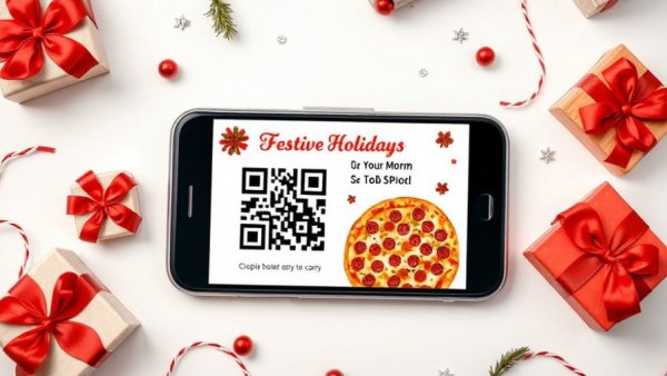 Free Pizza Offer at Blaze Pizza holiday promo with QR code and pizza images.
