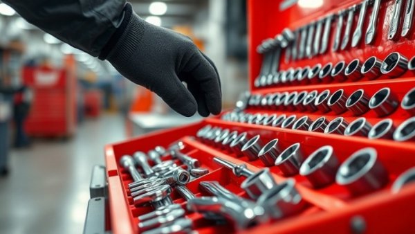 Mechanic organizing tools in red toolbox for Harbor Freight Tool Box Comparison.