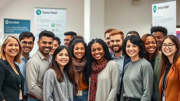 Rinnai Habitat for Humanity partnership event with diverse group smiling.