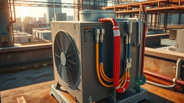 Rooftop HVAC unit with refrigerant hoses for Evolving Refrigerant Rules for Grocers.