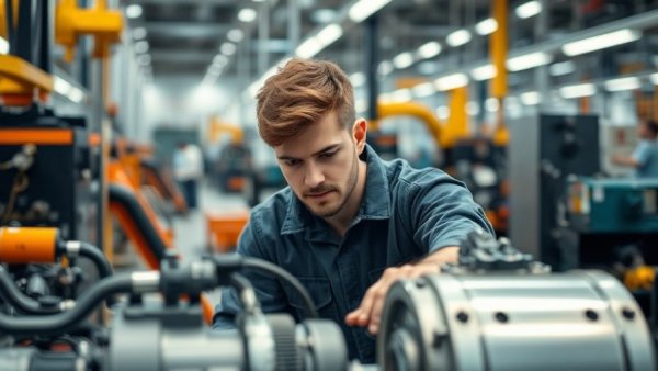 Technician in factory working on U.S. Boiler expansion technology.