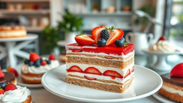 Elegant dessert display featuring Paris Baguette cakes.