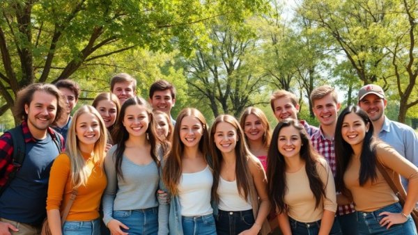 Engineer's humor in fitness group smiling outdoors.