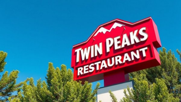 Twin Peaks restaurant sign under blue sky, Fat Brands lawsuit context.