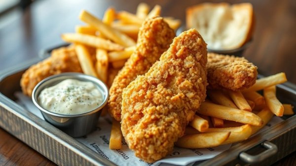 Truffle Parmesan Wings and crispy fries served on a plate.