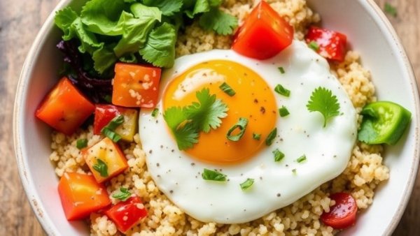 Egg White Quinoa Bowl With Veggies