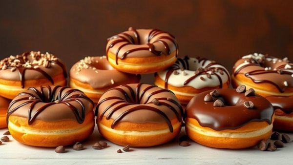 Krispy Kreme Chocomania donuts with chocolate toppings and sprinkles.