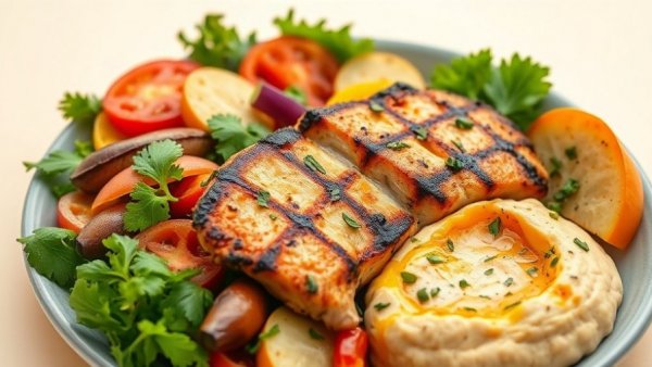 Zankou Chicken South Bay opening features Mediterranean dish with chicken and salad.