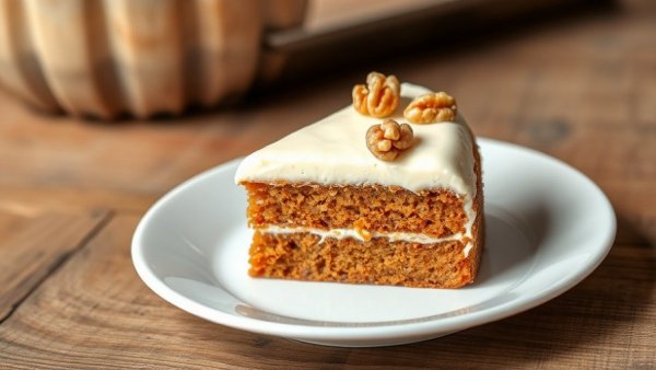Slice of carrot cake with frosting for National Carrot Cake Day.