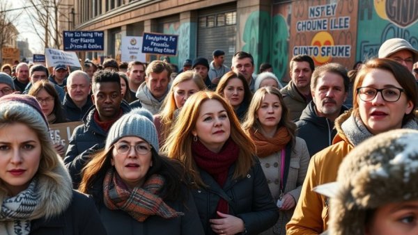 Restaurant owners and community members protest ICE, general strike demonstration.