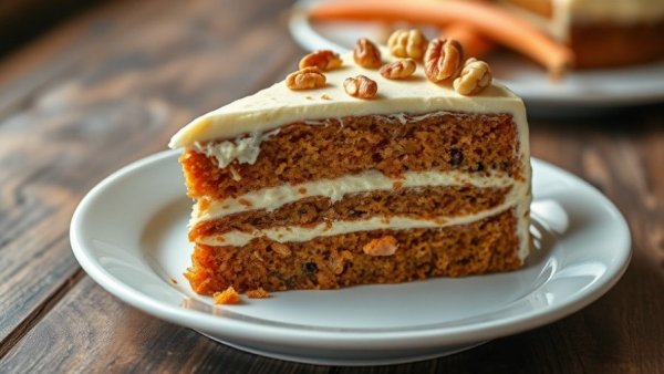 Delicious carrot cake slice with cream cheese icing for National Carrot Cake Day Offer.
