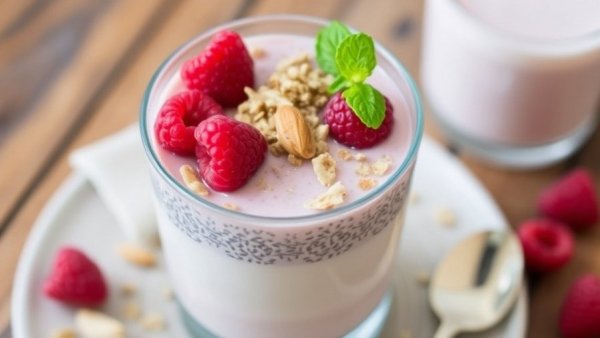 Raspberry Chia Pudding with Almond Milk and Flax Crisps