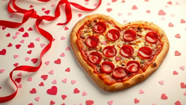 HeartBaker Pizza Valentine’s Day 2026: Heart-shaped pizza with decorations.