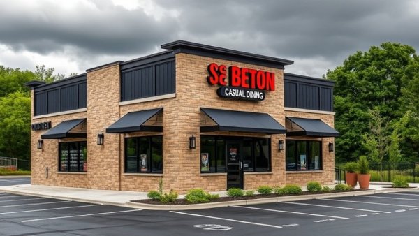 Casual dining chains performance at a modern restaurant exterior.