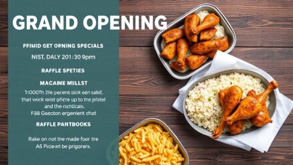 Promotional image for Ono Hawaiian BBQ Barstow grand opening with food trays.