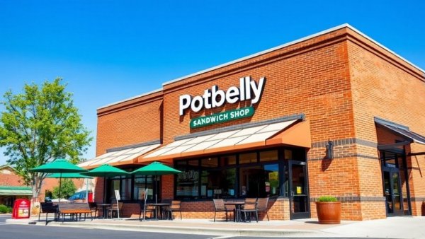 Potbelly Sandwich Shop New Jersey location with outdoor seating.