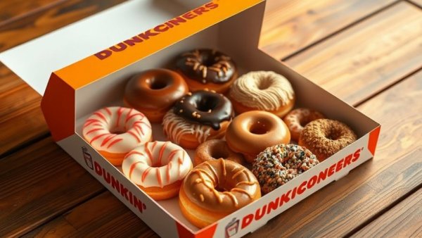 Assorted Dunkin' donuts in box showcasing AI in Dunkin' inventory management.
