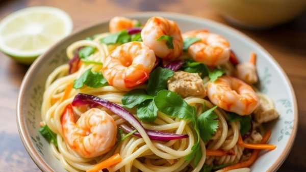 Cold Thai Noodle Salad With Shrimp and Chicken
