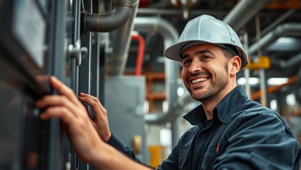 HVAC technician checking equipment, showcasing recruitment strategies.